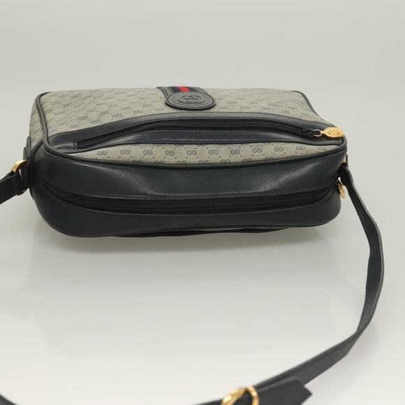 GUCCI Micro GG Supreme Sherry Line Clutch Bag Pvc Navy Gold